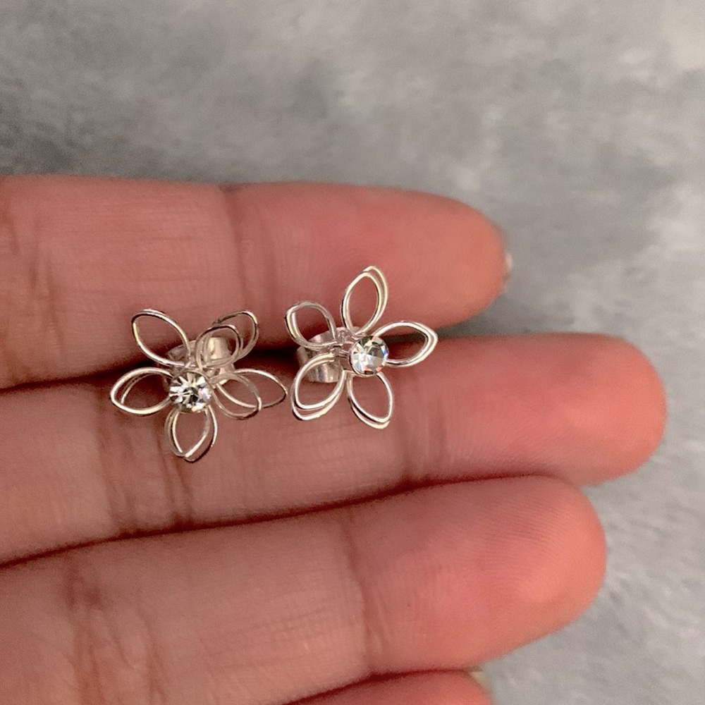 Silver flower earrings